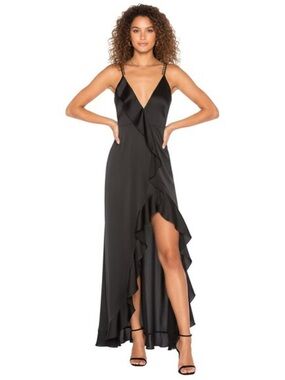 Isabella Ruffled Maxi Dress in black from the brand For Love & Lemons.